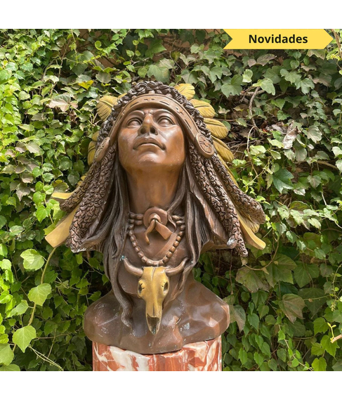 imagem de Busto Indgena em Bronze 60cm - EMP052