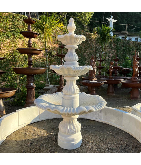 imagem de Chafariz 3 Pratos em Mrmore Branco 240cm - FMP224
