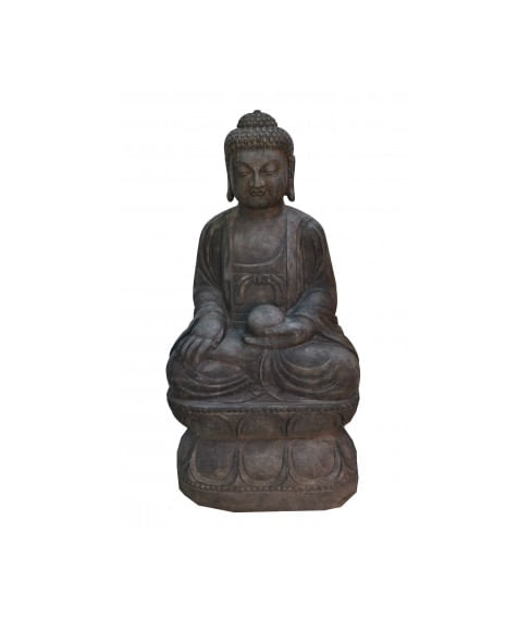 imagem de Escultura Buda Sentado com Esfera Preto 100cm - Duplicado