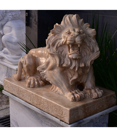 imagem de Escultura Leo Mrmore Rosa 80cm - EMP274