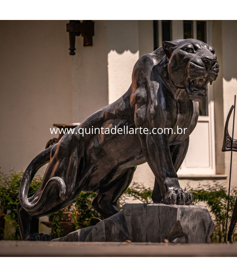 imagem de Escultura Pantera Mrmore Preto 120cm - EMP548D