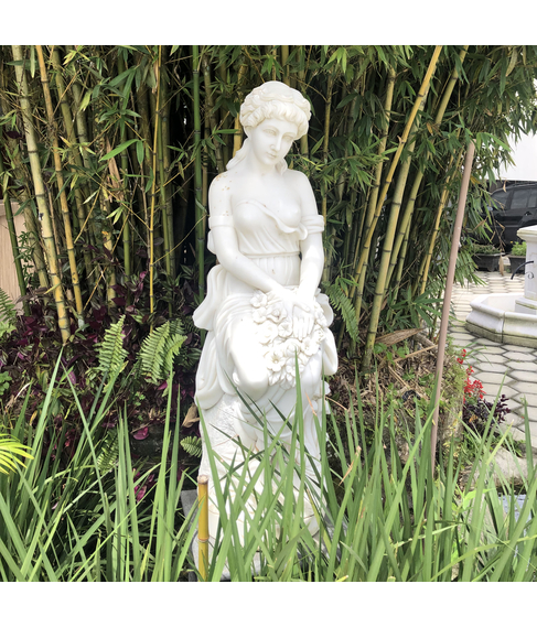 imagem de Escultura Primavera Sentada Mrmore Branco 140cm - EMP381